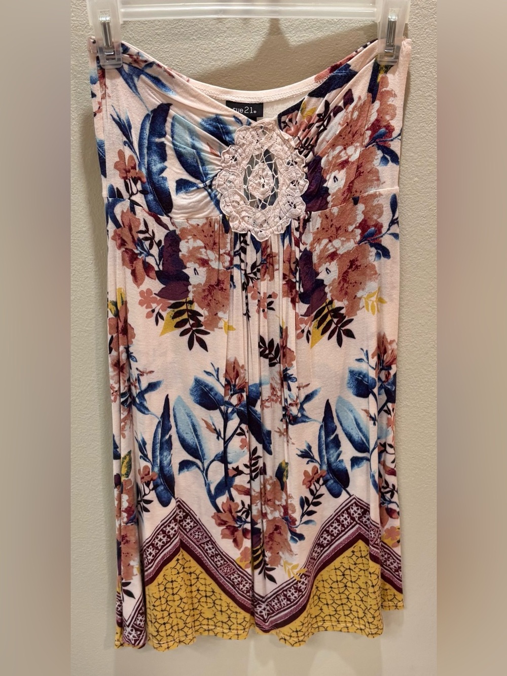 Rue 21 Blush Floral Crochet-Neck Maxi Dress